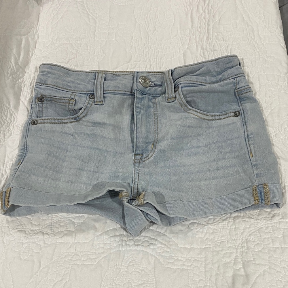 Light Blue Low Rise Denim Women's Shorts, lightly worn, size 0